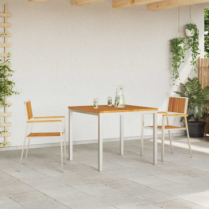Trädgård Stol 2 pcs Massiv akaciaträ och rostfritt stål