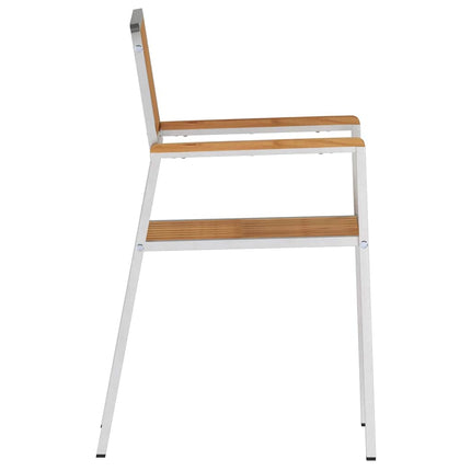 Trädgård Stol 2 pcs Massivt Teakträ och Rostfritt Stål