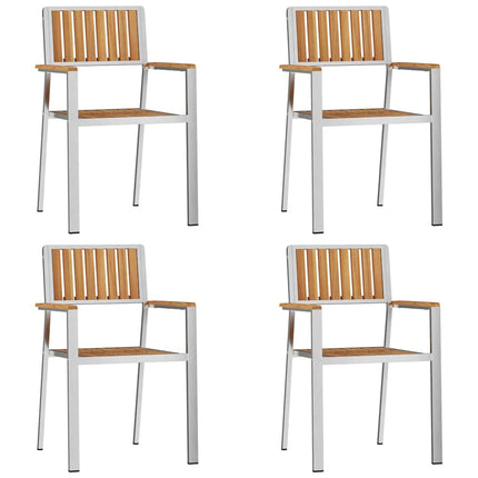 Trädgård Stol 4 pcs Massivt Teakträ och Rostfritt Stål