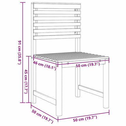 Trädgård Stol 2 pcs Brun 50 x 50 x 91cm Massivt akaciaträ