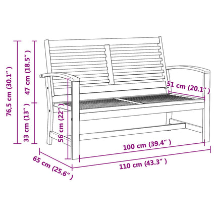 bänk Brun 110 x 65 x 76,5 cm Massivt teakträ