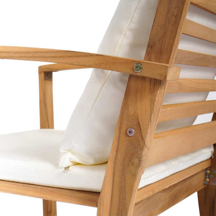 bänk med kudde Brun och Kräm 110 x 66 x 76 cm Massivt teakträ