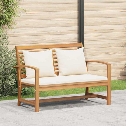 bänk med kudde Brun och Kräm 110 x 66 x 76 cm Massivt teakträ
