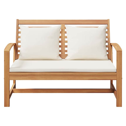 bänk med kudde Brun och Kräm 110 x 66 x 76 cm Massivt teakträ
