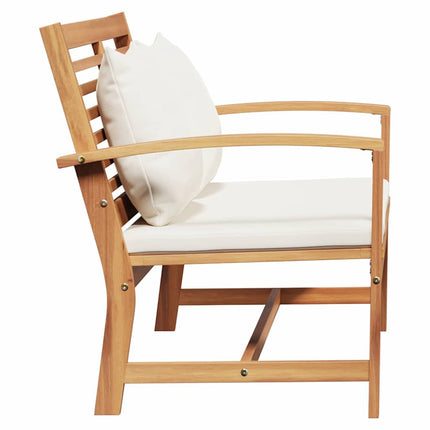 bänk med kudde Brun och Kräm 110 x 66 x 76 cm Massivt teakträ