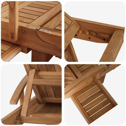 Solsäng med kudde 1-person 2 pcs Brun Massivt teakträ