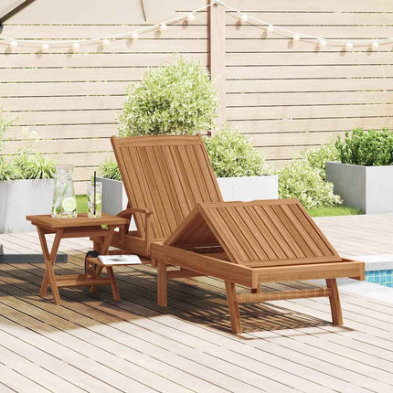 Solsäng med kudde 1-person 2 pcs Brun Massivt teakträ