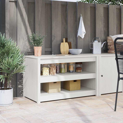 Köksskåp med hylla MEPPEL Vit 106 x 55 x 64 cm Massiv furu