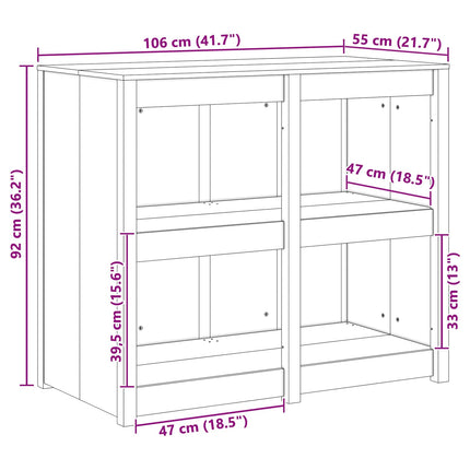 Köksskåp med hylla MEPPEL Varmvit 106 x 55 x 92 cm Massiv furu