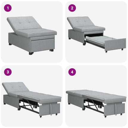 Pull Out Sofa Bed Ljusgrå 194 x 50 x 82 cm tyg