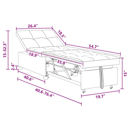 Pull Out Sofa Bed Ljusgrå 194 x 50 x 82 cm tyg