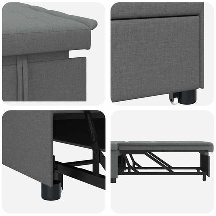 Pull Out Sofa Bed Mörkgrå 194 x 50 x 82 cm tyg