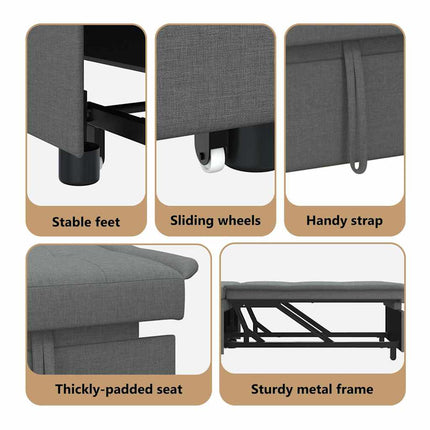 Pull Out Sofa Bed Mörkgrå 194 x 50 x 82 cm tyg