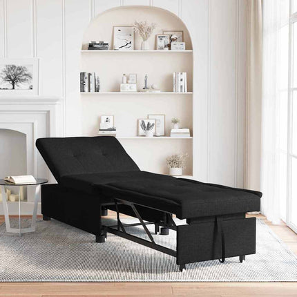 Pull Out Sofa Bed Svart 194 x 50 x 82 cm tyg