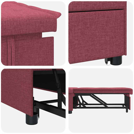 Pull Out Sofa Bed Vinröd 194 x 50 x 82 cm tyg