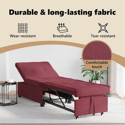 Pull Out Sofa Bed Vinröd 194 x 50 x 82 cm tyg