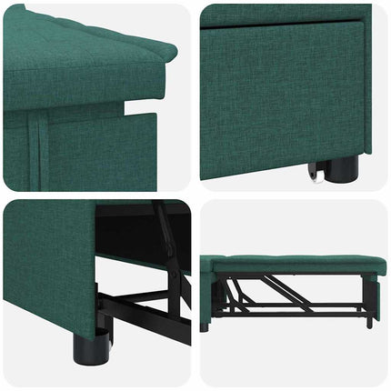 Pull Out Sofa Bed Mörkgrön 194 x 50 x 82 cm tyg