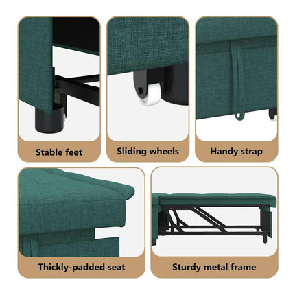 Pull Out Sofa Bed Mörkgrön 194 x 50 x 82 cm tyg