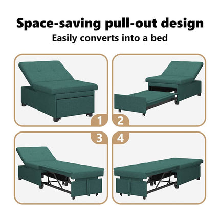 Pull Out Sofa Bed Mörkgrön 194 x 50 x 82 cm tyg