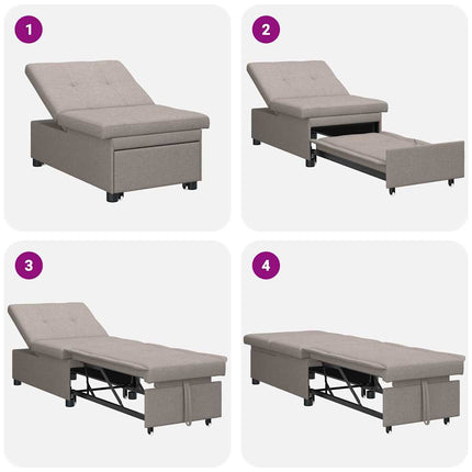 Pull Out Sofa Bed Taupe 194 x 50 x 82 cm tyg