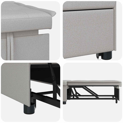 Pull Out Sofa Bed Grå 194 x 50 x 82 cm tyg