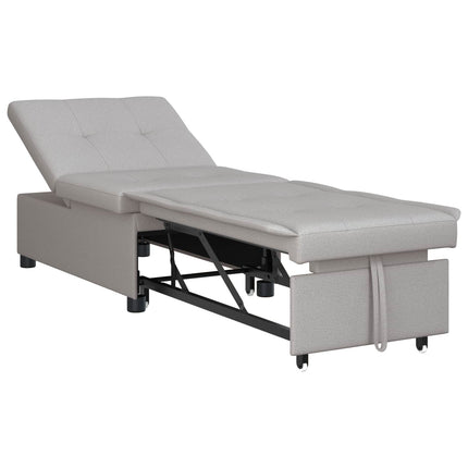 Pull Out Sofa Bed Grå 194 x 50 x 82 cm tyg