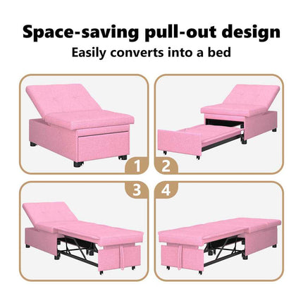 Pull Out Sofa Bed Rosa 194 x 50 x 82 cm tyg