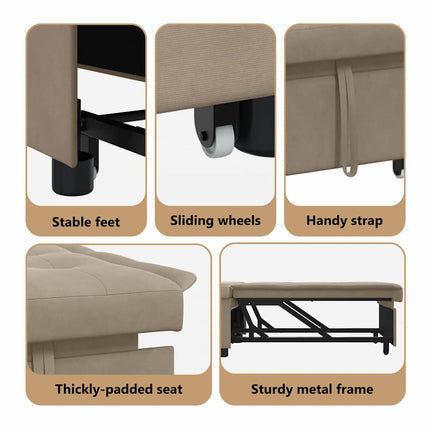 Pull Out Sofa Bed Taupe 194 x 67 x 82 cm Mikrofiber
