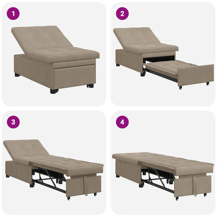 Pull Out Sofa Bed Taupe 194 x 67 x 82 cm Mikrofiber