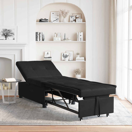 Pull Out Sofa Bed Svart 194 x 67 x 82 cm Mikrofiber