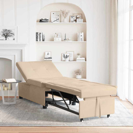 Pull Out Sofa Bed Kräm 194 x 67 x 82 cm Mikrofiber