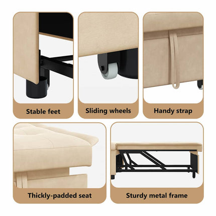 Pull Out Sofa Bed Kräm 194 x 67 x 82 cm Mikrofiber