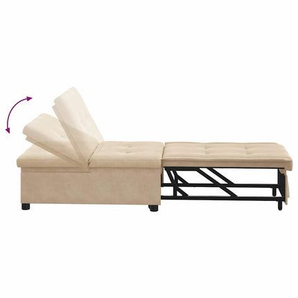 Pull Out Sofa Bed Kräm 194 x 67 x 82 cm Mikrofiber