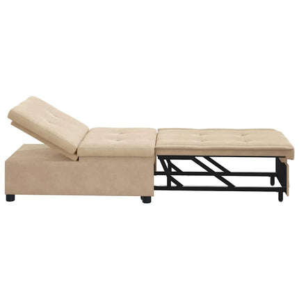 Pull Out Sofa Bed Kräm 194 x 67 x 82 cm Mikrofiber