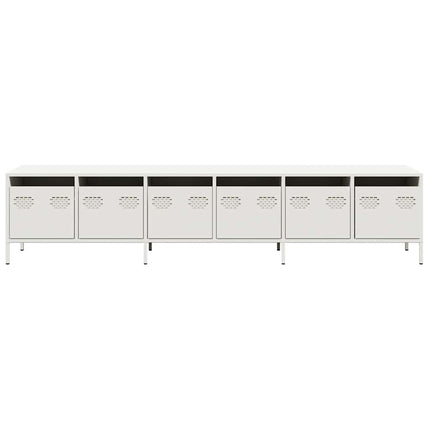 Tv-bänk vit 202x39x43,5 cm kallvalsat stål