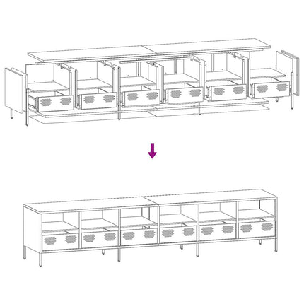 Tv-Bänk 202X39X43,5 Cm Kallvalsat Stål