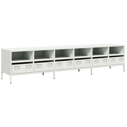 Tv-bänk vit 202x39x43,5 cm kallvalsat stål