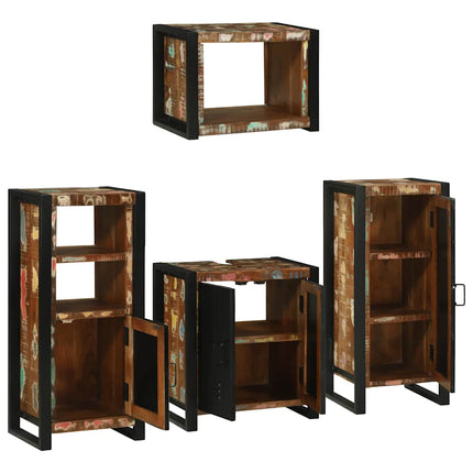 Badrumsmöbelset 4 pcs Flerfärgsdesign Massivt återvunnet trä