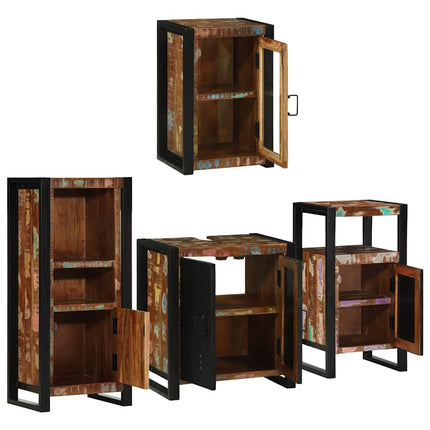 Badrumsmöbelset 4 pcs Flerfärgsdesign Massivt återvunnet trä