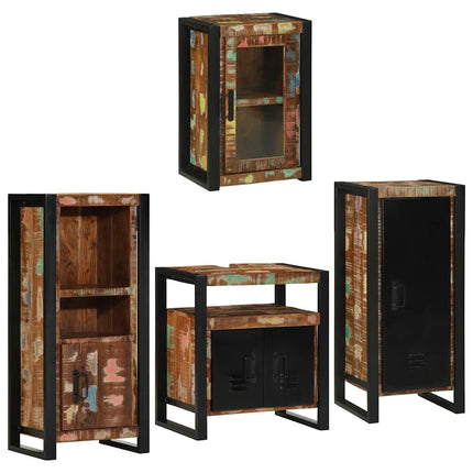 Badrumsmöbelset 4 pcs Flerfärgsdesign Massivt återvunnet trä