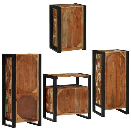 Badrumsmöbelset 4 pcs Flerfärgsdesign Massivt återvunnet trä