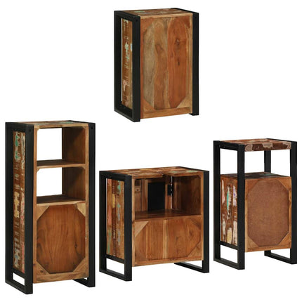 Badrumsmöbelset 4 pcs Flerfärgsdesign Massivt återvunnet trä
