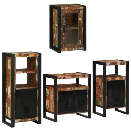 Badrumsmöbelset 4 pcs Flerfärgsdesign Massivt återvunnet trä