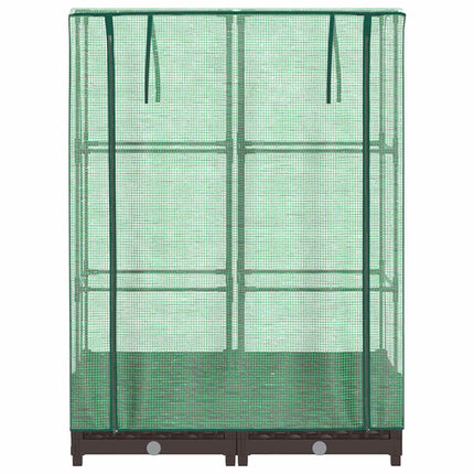 Odlingslåda med växthusöverdrag rottinglook 80x40x123 cm