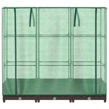 Odlingslåda med växthusöverdrag rottinglook 120x40x123 cm