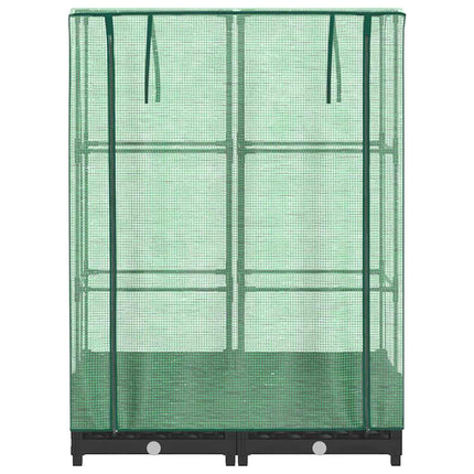 Odlingslåda med växthusöverdrag rottinglook 80x40x123 cm