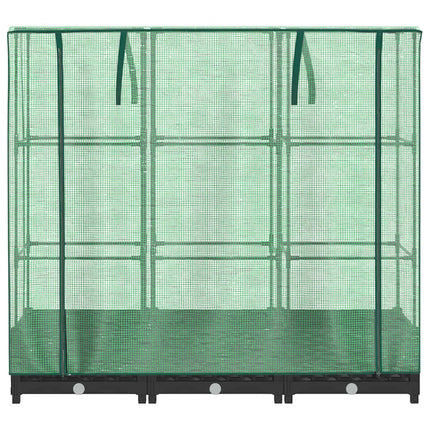 Upphöjd odlingsbädd med växthusöverdrag rottinglook 120x40x123 cm