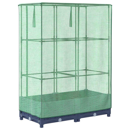 Odlingslåda med växthusöverdrag rottinglook 80x40x123 cm
