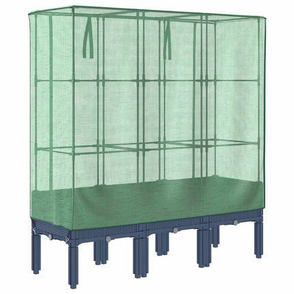 Odlingslåda med växthusöverdrag rottinglook 120x40x140 cm