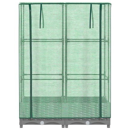 Odlingslåda med växthusöverdrag rottinglook 80x40x123 cm
